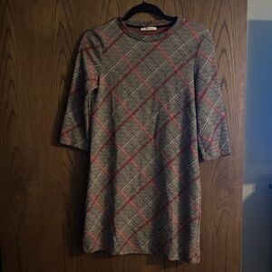 Zara Red and Black Patterned Dress